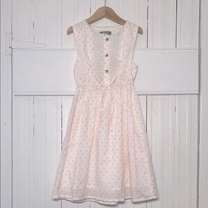 ATUN NWT 100% Cotton Embroidered Dot Crochet Lace Elastic Waist Dress